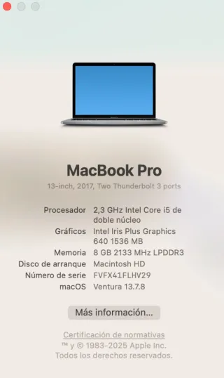 Laptop MacBook Pro 13 2017