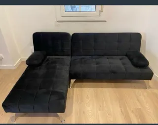 Sofá chaise longue terciopelo negro