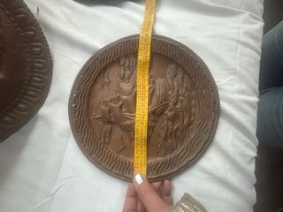 3 piatti rame sbalzato vintage