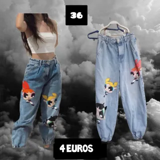 Pantalones vaqueros con dibujos animados Talla 36