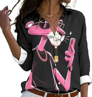 Camisa Estampada Pink Panther Negra