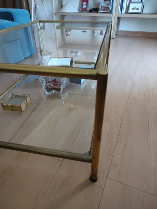 Mesa de centro cristal y latón