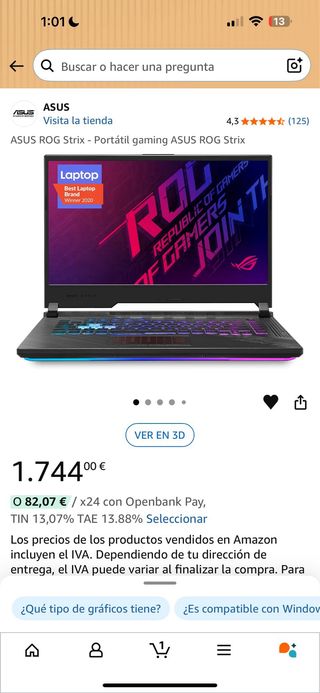Portátil ASUS ROG Strix G Gaming