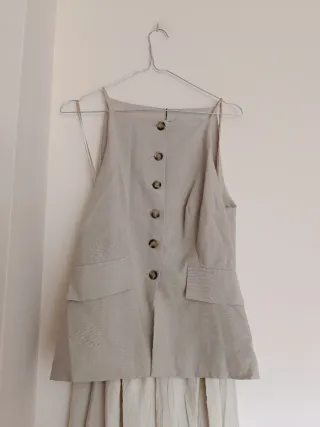 Vestido chaleco midi falda plisada Zara talla M