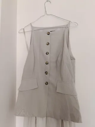 Vestido chaleco midi falda plisada Zara talla M