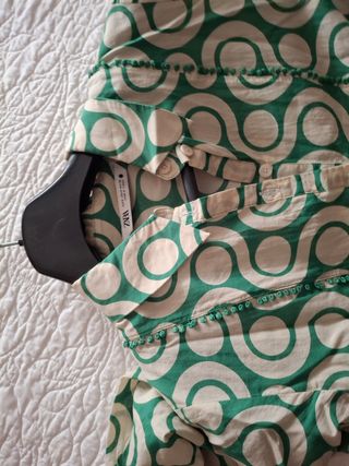 Vestido mujer estampado verde y beige