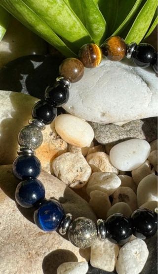 Bracciale Occhio di Tigre, Pirite, Tormalina