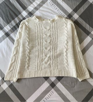 Jersey de punto trenzado blanco Primark