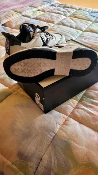 Sneakers Munich pelle oro e bianche