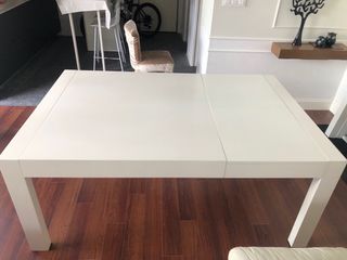Mesa comedor blanca 120x127 Extensible y 6 sillas