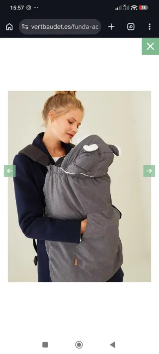 Funda acolchada portabebés algodón capucha