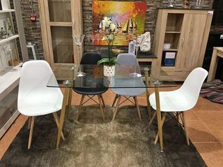 Mesa Comedor 120cm + 4 Sillas Nórdicas