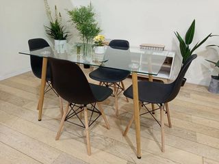 Mesa Comedor 120cm + 4 Sillas Nórdicas