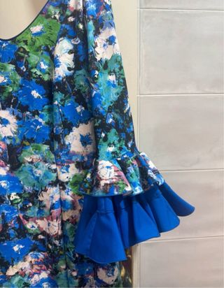 Traje Flamenca Azul Estampado