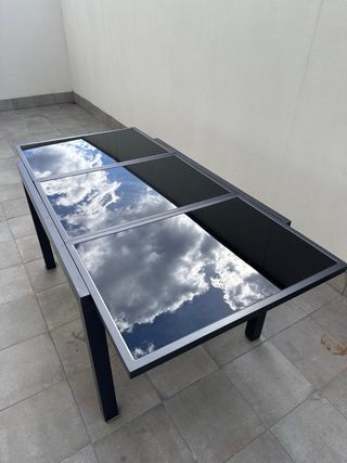 Mesa exterior extensible cristal y funda de regalo