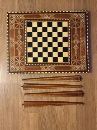Mesa tablero Ajedrez taracea, desmontable
