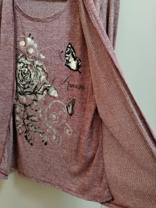 Maglia 2 in 1 con stampa floreale effetto cardigan