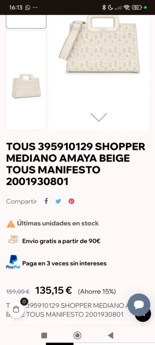 Bolso Tous azul y amarillo nuevo sin uso