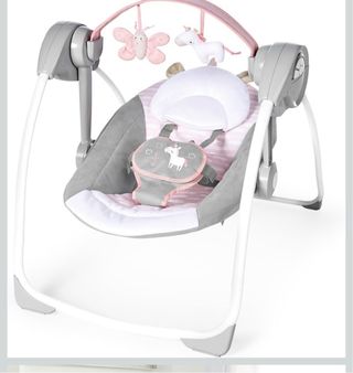 Hamaca bebé unicornio rosa gris sin usar