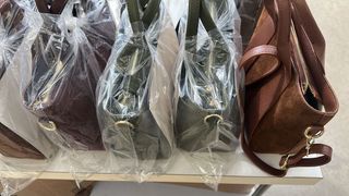 Borsa vera pelle scamosciata marrone