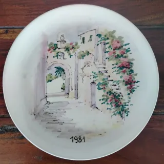 Set 4 piatti vintage dipinti a mano