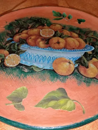 Piatto ceramica decoupage frutta