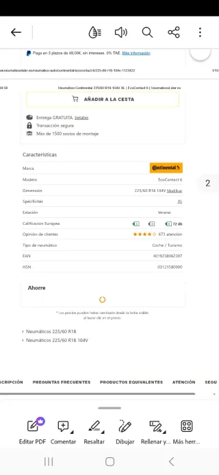 Neumáticos Continental Coche