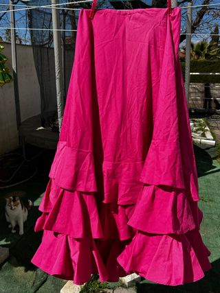 Enagua/cancán flamenca volantes fucsia