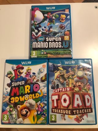 Juegos Wii U: Mario Bros U, Mario 3D, Captain toad