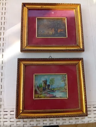 Coppia dipinti antichi paesaggi