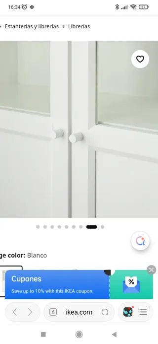 Vitrina BILLY IKEA Blanca con Puertas de Cristal