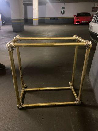 Mesa centro latón doble cristal nudos plat