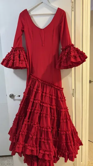 Traje de flamenca canastero rojo