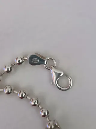Pulsera Plata 925 Bolitas Cierre Mosquetón