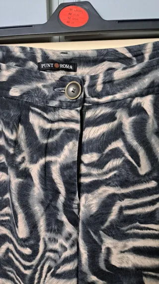 Pantalón Punt Roma Talla 46 Beige/Negro