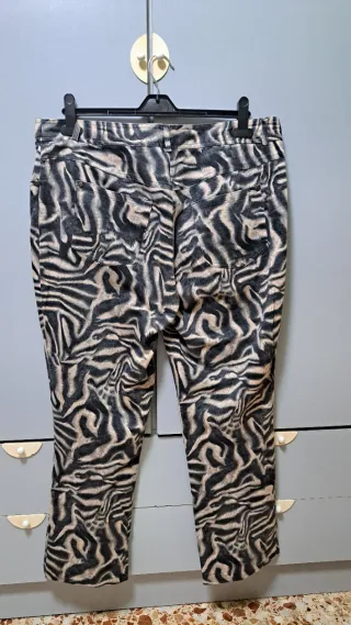 Pantalón Punt Roma Talla 46 Beige/Negro