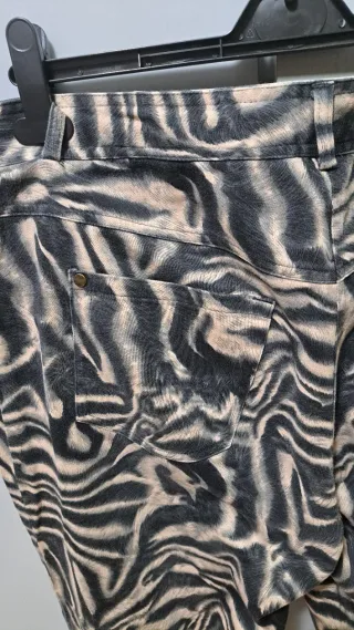 Pantalón Punt Roma Talla 46 Beige/Negro