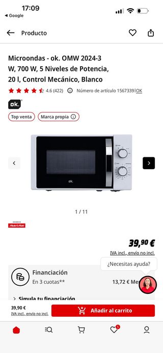 Microondas OK blanco