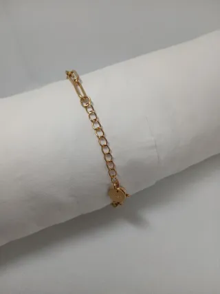 Pulsera Acero Dorado con Piedras Rosas
