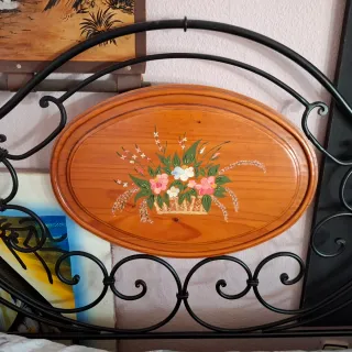 Cabecero Forja y Madera Pintado Flores