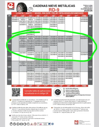 Cadenas Nieve Metálicas RD9 Talla 100