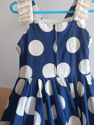 Vestido Flamenca Niña Azul y Blanco