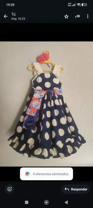 Vestido Flamenca Niña Azul y Blanco