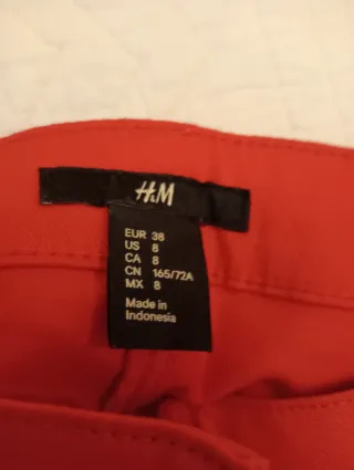 Pantalón H&M Mujer Talla 38 Rojo