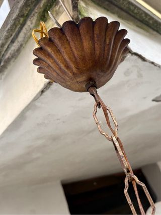 Lampadario Vintage Ottone e Cristalli