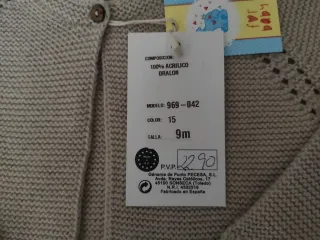 Bolero para bebé de punto color tostado - 9 meses