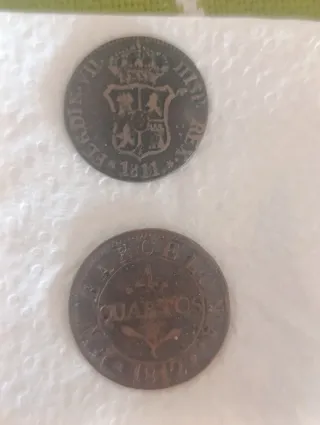 2 Monedas España Fernando VII 1811 -José Nap. 1812