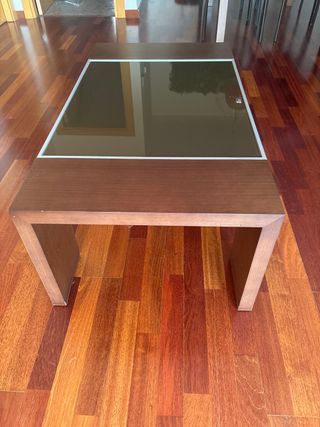 Mesita de centro madera y cristal
