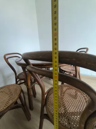 Mesa redonda madera 120cm + 5 sillas