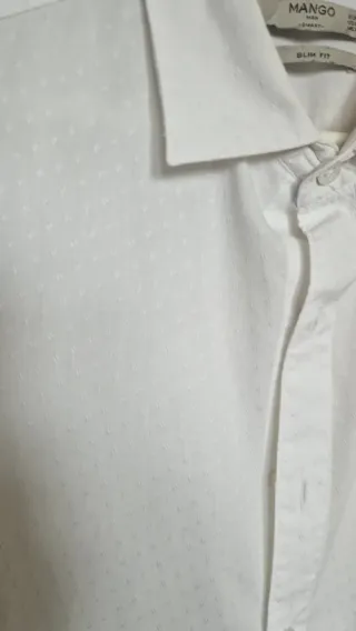 Camisa Mango Hombre Blanca Talla M